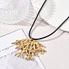 Summer Beach 304 Stainless Steel Coral Shape Pendant Adjustable Black Waxed Cord Necklaces for Women SA-CBAFEB5-04G-2