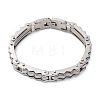 304 Stainless Steel Wave Link Chain Bracelets for Women Men BJEW-R018-07P-4