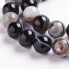 Natural Black Striped Agate/Banded Agate Beads Strands G-J359-01-6mm-3