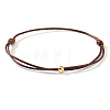 Brass Round Ball Polyester Cord Braided Bracelets QR8302-2-2