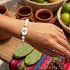 Round Natural Shell & Synthetic Non-magnetic Iron Hematite Beads Stretch Bracelets RD2140-1