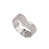 304 Stainless Steel Crown Open Cuff Ring for Women RJEW-G285-04P-1