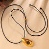 304 Stainless Steel Pendant Adjustable Black PU Leather Slider Necklaces WG7EC61-03-1