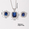 Fashionable Shiny Brass Glass Square Stud Earrings & Necklaces Set for Women CO1489-2-1