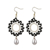 Brass Glass Beads Dangle Earrings EJEW-MZ00764-02-2