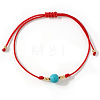 Synthetic Turquoise Round Bead Braided Bracelets EC3666-5