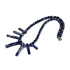 Natural Lapis Lazuli Round Beaded Fan Bib Necklaces NJEW-N064-04C-2