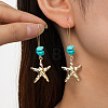 Alloy & Synthetic Turquoise Chip Hoop Earrings FS-WG5F607-01-1