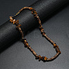 Bohemian Natural Tiger Eye & Coconut & Shell Surf Punk Beaded Necklaces for Men NI4745-2-1