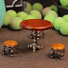 Retro Wood Table & Chair Miniature Ornament Sets PW-WG9E307-01-1