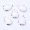 Silver Color Plated Brass Glass Teardrop Pendants GLAA-M006-A-22S-1