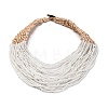 Bohemia Style Multi-strand Glass Seed Beaded Bib Necklaces for Women NJEW-G149-01D-2