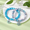 2Pcs 2 Colors 10.5mm Round Opaque Crackle Glass Beaded Stretch Bracelet Sets BJEW-MZ00082-2