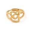 Vacuum Plating 304 Stainless Steel Double Heart Adjustable Ring for Women RJEW-P081-02G-2