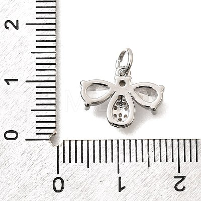 Bees Brass Micro Pave Cubic Zirconia Charms KK-S508-47P-1