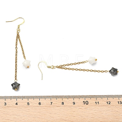 Star Natural Larvikite & White Jade Earrings for Women EJEW-JE07131-1