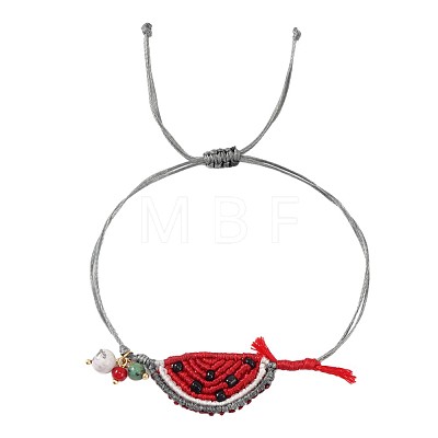 Summer Handmade Woven Watermelon & Glass Bead Charm Bracelets NP8389-1