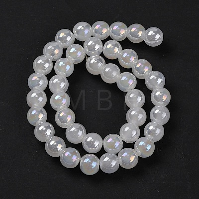 Imitation Jade Glass Round Beads Strands GLAA-A016-01E-1