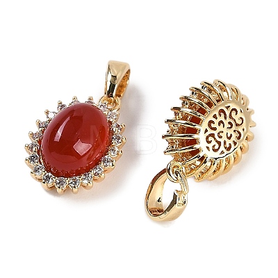 Natural Carnelian(Dyed & Heated) Oval Charms KK-P283-40G-1