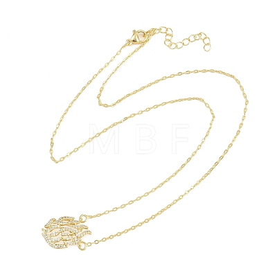 Brass Micro Pave Clear Cubic Zirconia Flame Pendant Adjustable Slider Necklaces KK-CBA4547-10G-1