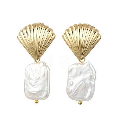 304 Stainless Steel and Natural Baroque Pearl Keshi Pearl Stud Earrings EJEW-JE07106-02-1