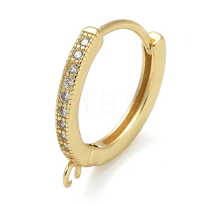 Rack Plating Brass Micro Pave Cubic Zirconia Hoop Earrings Findings KK-K392-33G-1