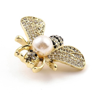 Bee Alloy Brooch with Resin Pearl JEWB-O009-03-1