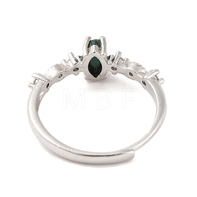 Horse Eye Natural Malachite Adjustable Rings RJEW-Q817-02P-06-1