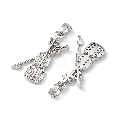 Brass Micro Pave Clear Cubic Zirconia Pendants CU-L277-09P-1