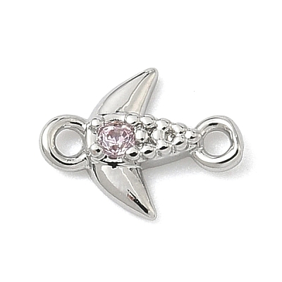 Brass Pave Cubic Zirconia Fish Connector Charms KK-G548-17P-1