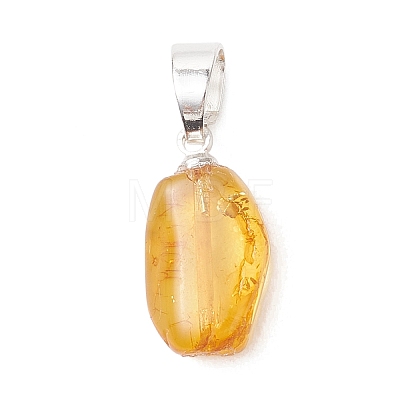 Gradient Color Natural Amber Pendants PALLOY-JF04930-01-1