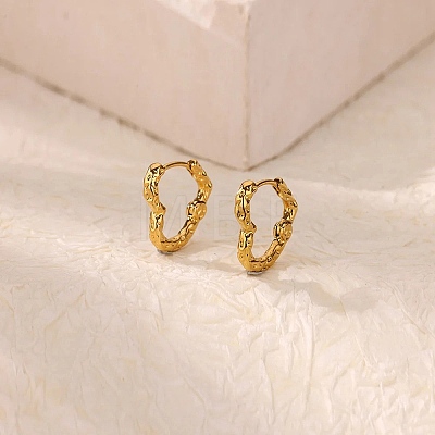 304 Stainless Steel Hammered Heart Hoop Earrrings X-EJEW-U065-02A-G-1