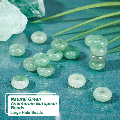 Olycraft 20Pcs Natural Green Aventurine European Beads G-OC0004-54-1