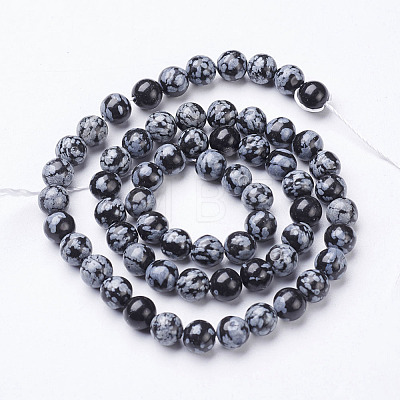 Natural Snowflake Obsidian Beads Strands X-GSR6mmC009-1