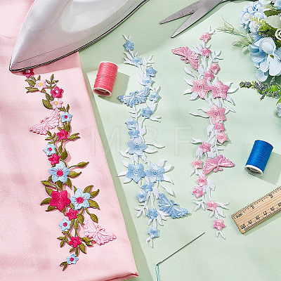  6Pcs 3 Style Wintersweet with Butterfly Cotton Computerized Embroidery Sew on Patches PATC-NB0001-07-1