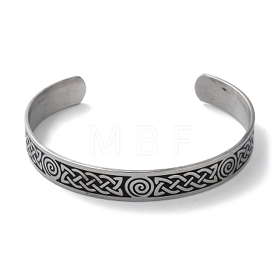 304 Stainless Steel Cuff Bangles BJEW-P307-02A-P-1