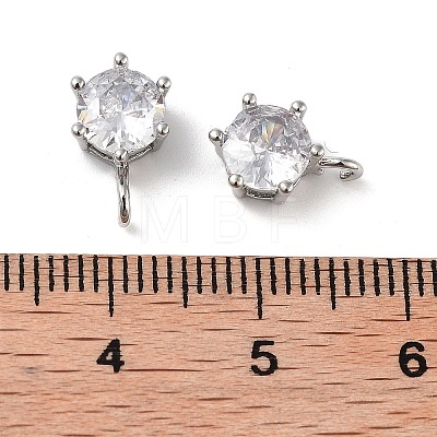 Brass Micro Pave Clear Cubic Zirconia Pendants KK-B102-11P-1