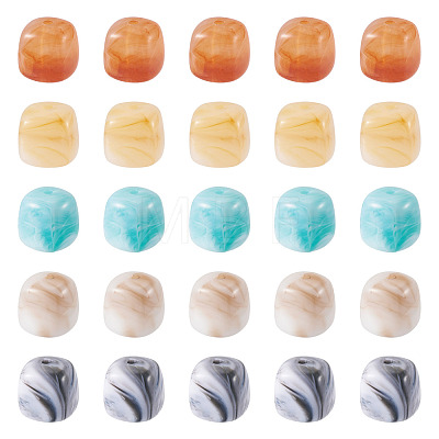50Pcs 5 Colors Opaque Acrylic Beads OACR-TA0004-97-1