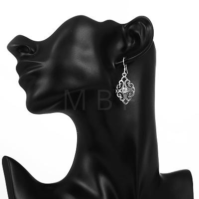 Awesome Design Filigree Rhombus Brass Cubic Zirconia Dangle Earrings EJEW-BB04609-1