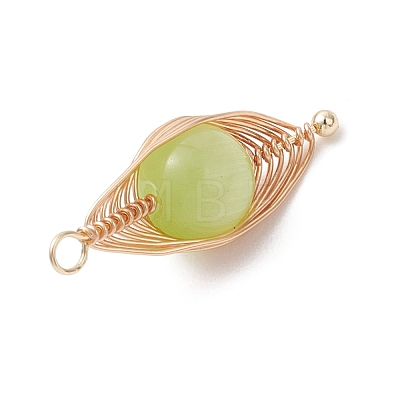 8Pcs Copper Wired Cat Eye Pendants PALLOY-JF04774-1