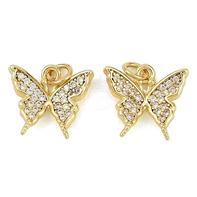 Brass Micro Pave Clear Cubic Zirconia Charms KK-D218-26G-07-1