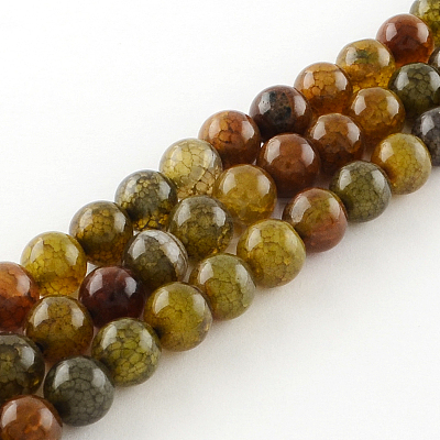 Dyed Natural Dragon Veins Agate Round Bead Strands G-R342-6mm-08-1