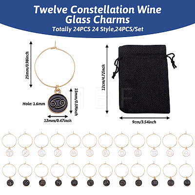 24Pcs 24 Style Alloy Enamel Wine Glass Charms AJEW-TAC00005-1