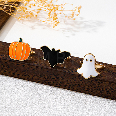 3Pcs Halloween Alloy Enamel Finger Rings FS-WG0E7D9-01-1