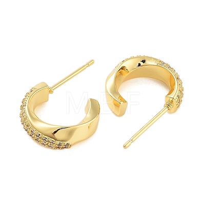 Rack Plating C-Shaped Brass Stud Earrings EJEW-N055-40G-RS-1