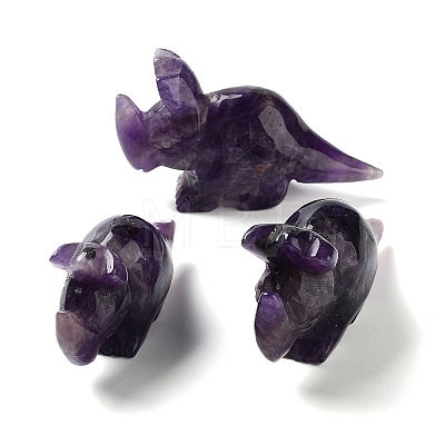 Natural Amethyst Carved Healing Rhinoceros Figurines DJEW-P016-01I-1