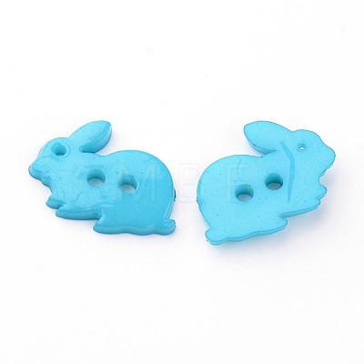 2-Hole Opaque Solid Color Bunny Acrylic Buttons BUTT-S020-35-1