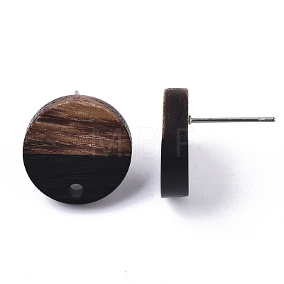 Resin & Walnut Wood Stud Earring Findings MAK-N032-003A-B01-1