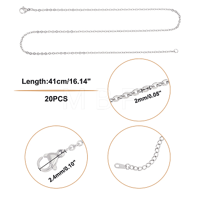 Unicraftale 304 Stainless Steel Cable Chain Necklace STAS-UN0016-24P-1