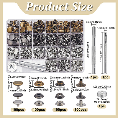 Removable Zinc Alloy Snap Button Sets TOOL-WH0059-126B-1